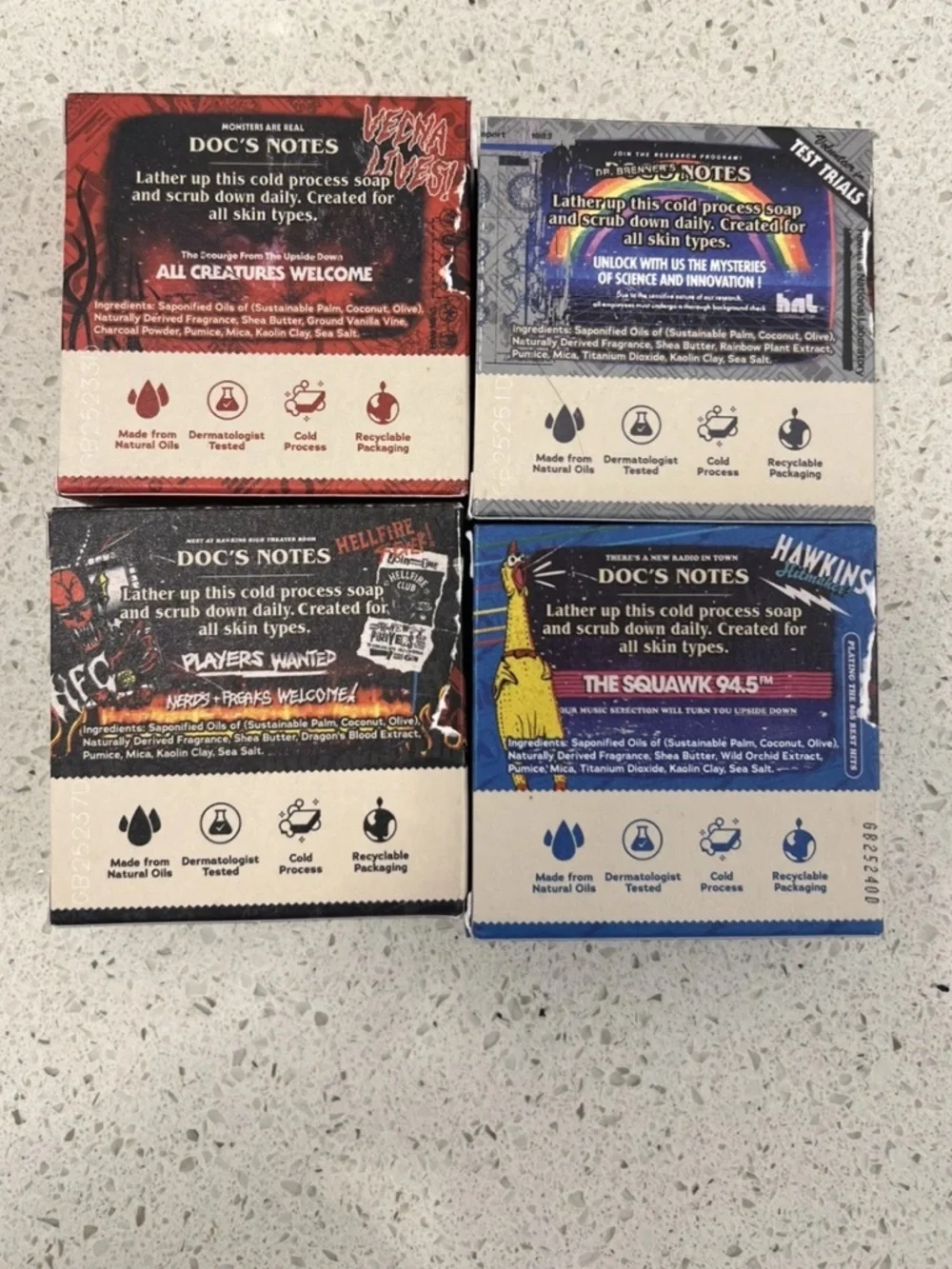 Dr. Squatch x Stranger Things Limited Edition Bar Soap Set of 4 Full Collection